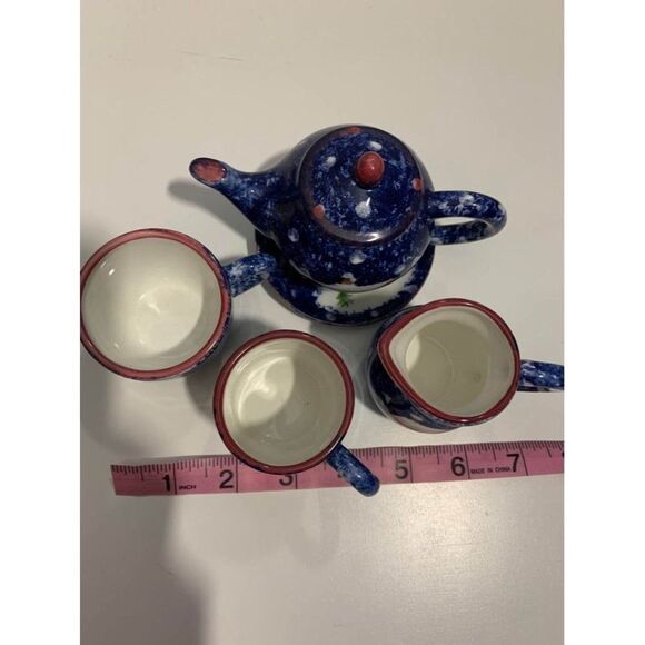 Holiday Miniature ceramic Tea Set made - Picture 5 of 6
